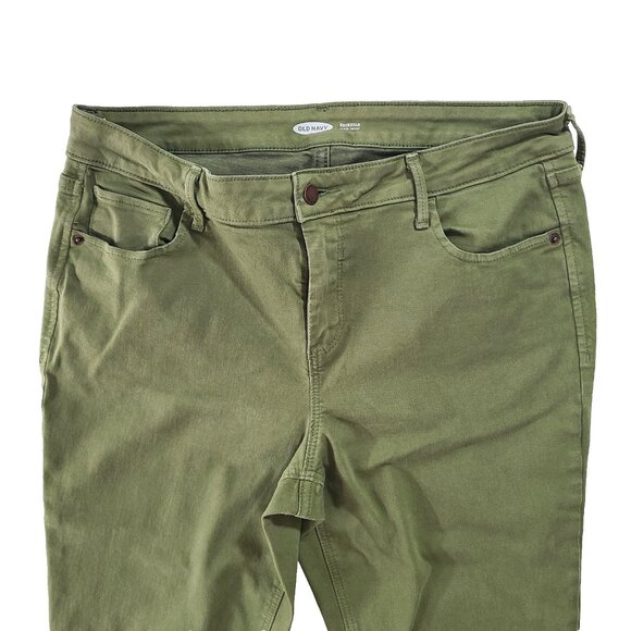 Old Navy Size 14 Rockstar Super Skinny Stretch Mid Rise Olive Green Denim Jeans - Picture 3 of 11